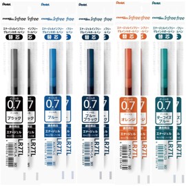 Pentel AMZ-XLR7TL-5C Ballpoint Pen Refill, EnerGel Infree, 0.7mm, 10 pcs in 5 Colors