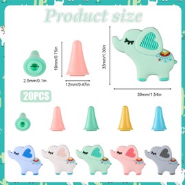 20pcs Knitting Needle Stoppers, 10 Elephants and 10 Tapered Knitting Needle Tips Caps Covers Silicone Knitting Needle Point Protectors Stitch Needle End Stoppers for Larger Size Knitting Needle