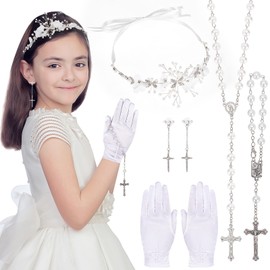 HOWAF Girls First Holy Communion Gifts, 1st Holy Communion Hair Accessories for God Bless You Events Gifts