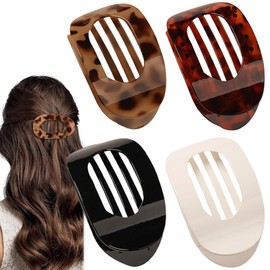 THXFUNAREA 4 Pieces Flat Hair Claws for Women, Strong Hold Women Hair Clips Ladies, Matte Large Hair Clip for Thin and Thick Hair, Curved Design for Lying