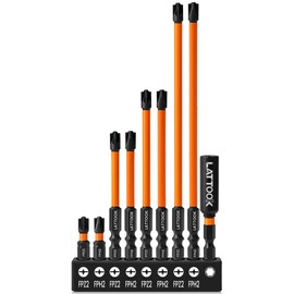 Phillips Pozidriv Slotted Bits for Electricians LATTOOK 9PCS Impact Electrician Bit Set Electricians Screwdriver Bit Combination Bits for Electricians, FPZ2 FPH2#2 Phillips Pozidriv Bit, S2 Steel