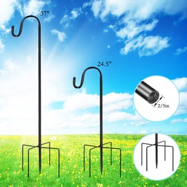 XRR Shepherd's Hooks with 5 Prongs 96 cm / 37 Inch Metal Garden Stake for Lanterns, Bird Cages, Weddings, Flower Baskets, Decorations etc. Pack of 2