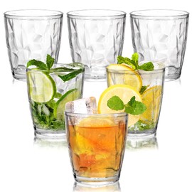 DIBALIYI 6PCS Clear Plastic Cups, 310ml Reusable Premium Acrylic Tumbler Glasses, Unbreakable Drinking Cup for Kids and Adults, 10.5 OZ Stackable Glasses Dishwasher Safe for Home Picnic