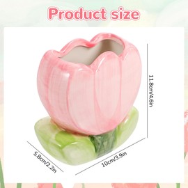 HSMHLYYB Desk Organiser, Cute Pen Holder, Pink Tulip Pen Holder, Multifunctional Table Organiser, Pen Holder Children, Pen Storage Box for Office, School, Home (Pink)