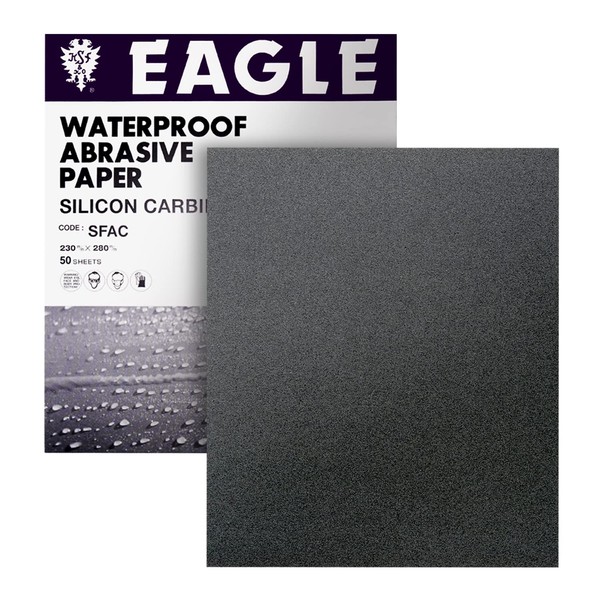 Eagle 9x11 Silicon Carbide Waterproof Sanding Sheets, Flexible Back, Grit P400, 102-0400, 50 sheets