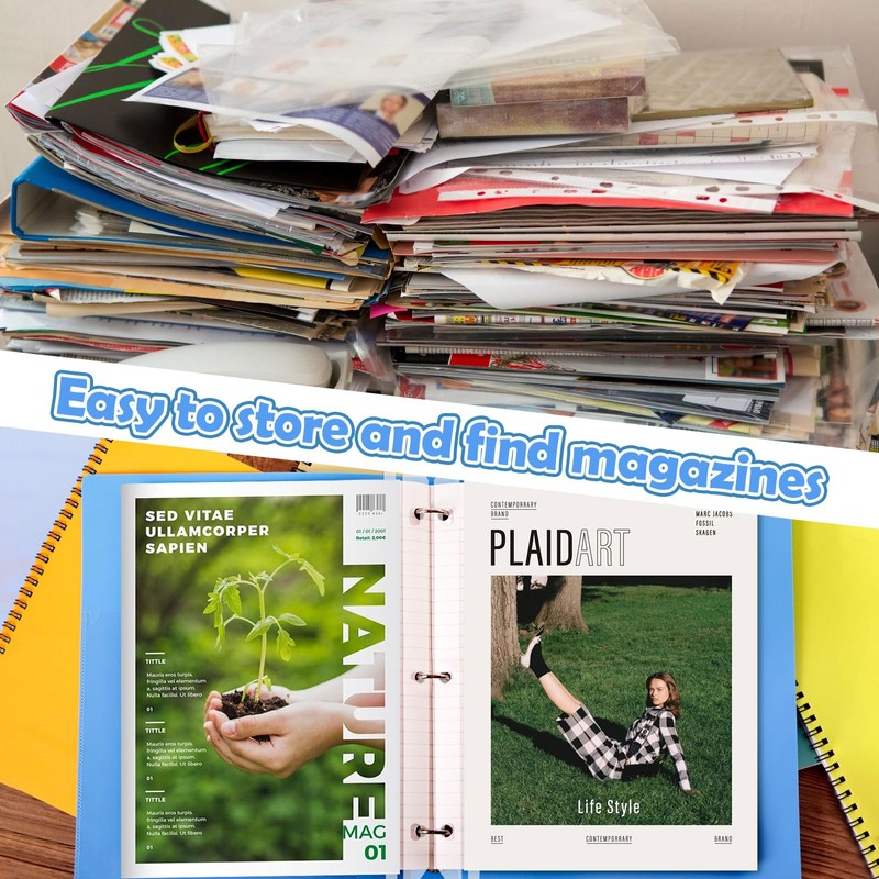 Modixun 32Pcs 3 Hole Punched Magazine Holder, Magazine Organizer for