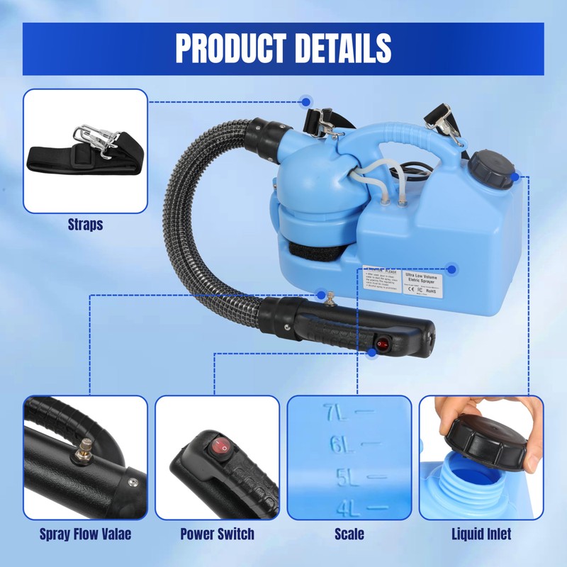 Ralosyn ULV Fogger Machine 7L (1.85 Gallon) Electric Portable Fogger