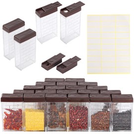 URALFA Small Spice Containers with 2-in-1 Lids 24 Pack, Spice Shakers with Adjustable Holes and Lids Seasoning Jars with Labels, Travel Seasoning Containers Camping Spice Kit for Home, Kitchen, BBQ