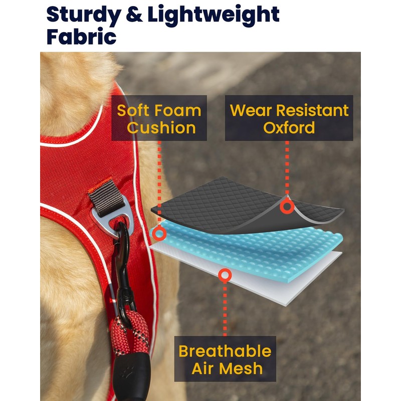 APDEXY No Pull Dog Harness with 2 Leash Clips, Reflective