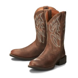 Justin Rendon 11" Western Boot - Men's Round Toe, Cowhide, Removable Orthotic Insole, Slip-Resistant Rubber Outsole, Pecan - 13 D