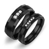 Uloveido 4mm Black Stainless Steel CZ Couples Rings Brick Pattern