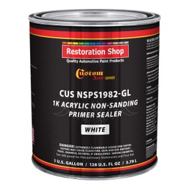 Custom Shop Premium 1K Acrylic Non-Sanding Primer Sealer Paint, Color White, 1 Gallon - Fast Drying, Ready-To-Spray, Apply Over Automotive Primer Surfacers, Sanded Finishes - Topcoat Urethane, Enamel
