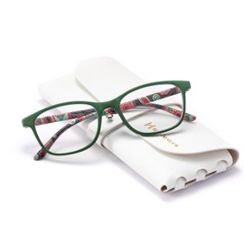 HAITONGCR Lightweight Ladies' Square-Frame Blue Light Blocking Reading Glasses for Women Green 4.0 R1107