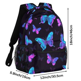 VQUVQV Backpack for Women Men, Butterfly Waterproof Backpack with Laptop Compartment, Lightweight Carry On Backpack for Travel, Work, Picnic