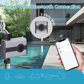 Aqualin WiFi Water Timer Smart Watering Timers for Irrigation with WiFi Hub Sprinkler Hose Timer Compatible with Alexa and Google Wireless Remote APP Control Irrigation System
