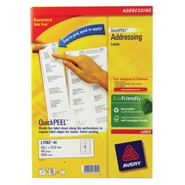 Avery QuickPEEL Recycled 7 White Labels 14 Labels Per Sheet 99.1 x 33.9 White