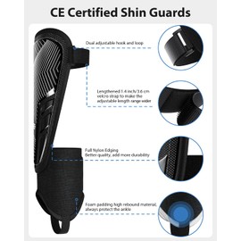Shin Pads Boys Certified Airsfish Kids Shin Pads with Ankle Protection,High Strength Shin pads,Breathable Non Slip Extended Adjustable Straps,Protective Football Equipment for Boys and Girls