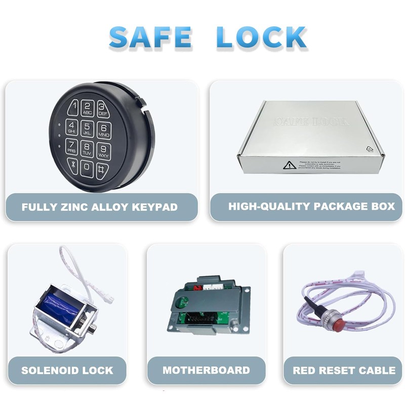 Electronic Safe Lock Replacement Keypad with Solenoid Lock, Gun Safe