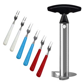 Pineapple Cutter | Quick Pineapple Peeler with Fruit Forks | Stainless Steel Kitchen Utensil for Coring Pineapple | Corer for Preparing Pineapple Slices EUROXANTY Kitchen Accessories