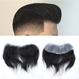 Frontal Hair Piece For Receding Hairline Men'S Toupee V-Shape Hairline European Human Hair Patch For Men Pu Frontal Hairpiece For Men Frontal Cover Hair Replacement System #3 DARK BROWN 100% Density