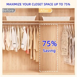 Hanging Space Bags Vacuum Storage Bags for Clothes, Dress, Winter Coats, 6 Pack 53.1x27.6 inch, Large Reusable Garment Protector