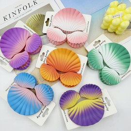 Gradient Seashell Hair Clips Set - 3 Pack Hair Claws & Shell Claw Clip Set for Women&Girls;Matte Gradient Plastic Hair Accessories;Non-Slip Grip for Slip Lightweight(1*3.93in+2*2.55in) (Pink-Purple)