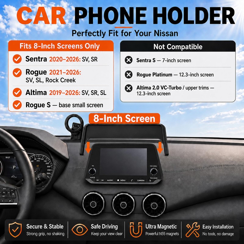 Takeyman Phone Mount for Rogue 2021-2026/Sentra 2020-2026/Altima 2019-2026