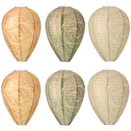 Qualirey 6 Pcs Fake Wasp Nest Decoy Waterproof Paper Hanging Wasp Nest Lanterns Deterrent for Home Outdoor Garden Hornets Yellow Jackets