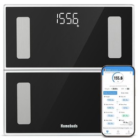 Homebird 2001년부터 체중계 전문 공장에서 보증하는 0.1파운드의 고정밀 체중계용 홈버드 스마트 욕실 체중계, BMI 및 체지방을 포함한 13가지 체성분, 400파운드 LED 블랙 [Smart Scale Black] Homebird Smart Bathroom Scale with 0.1 Pound High Precision, Guaranteed by a Weight Scale Specialist Factory Since 2001, 13 Body