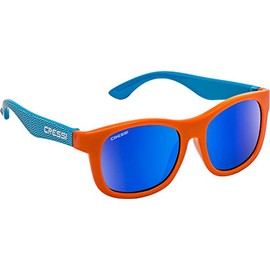 Cressi Teddy Sunglasses - Children's Sunglasses Polarized 100% UV Protection, Light Blue Waves/Orange/Mirrored Lens Blue