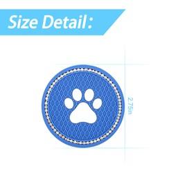 2PCS Universal Bling Car Cup Coaster, Rhinestone Car Accessories, 2.75 inch Dog Paw Car Cup Holder Insert Mat Pad Set,Suitable for Most Car Interior (Dark Blue)