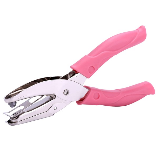 Star Shape Single Paper Hole Punch, 1 Pack 6.3 Inch Length 1/4 Inch of Diameter of Hole Handheld Puncher with Pink Soft Thick Leather Cover(Star 1/4 inch)