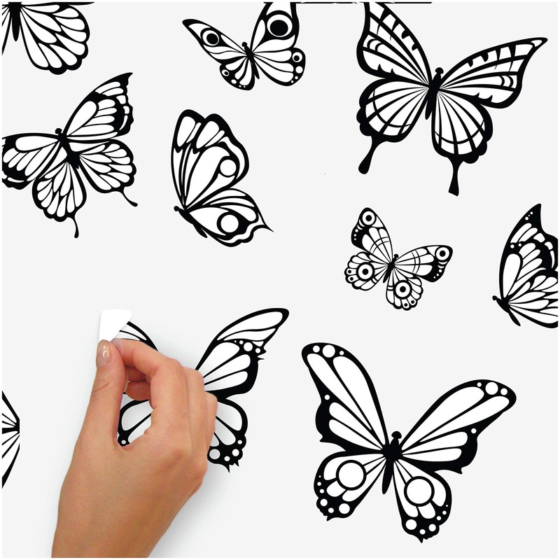 RoomMates Color Your Own Butterflies Peel and Stick Wall Decals