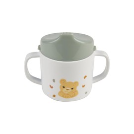 Sterntaler Giraffe & Lion Learning Cup - With Removable Drinking Attachment & Non-Slip Base - 2 Handles for Secure Hold - Durable Food Grade Material - Pale Green