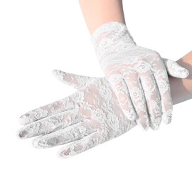 Kingsie Women's Lace Gloves, Thin, UV Protection, Sunscreen, UV Protection, Summer, Weddings, Coming-of-Age Ceremonies, white
