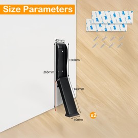 Sqxaldm 2 x Door Stop, Floor Door Stop, Stainless Steel, Foot-Operated Door Stopper with Non-Slip Rubber Head and Magnets, Door Stopper for Mounting on the Door, Height Adjustable for Garage Doors