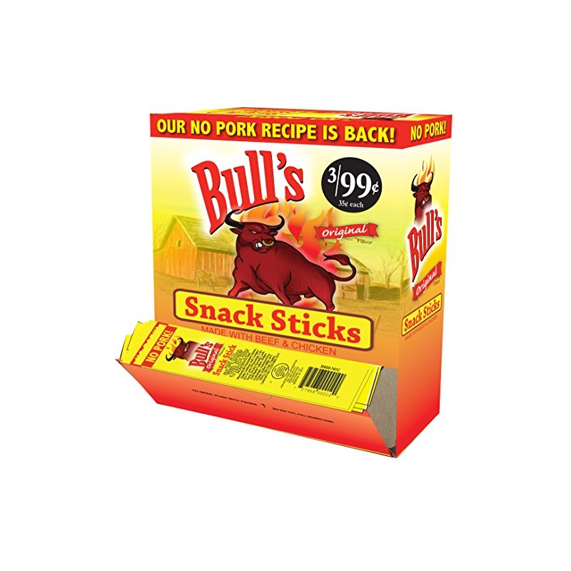 Bull's Original Snack Sticks (No Pork!) - Box of 100
