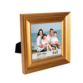 LaVie Home 5x5 Picture Frames (1 Pack, Gold) Square Photo Frame Set with High Definition Glass for Wall Mount & Table Top Display