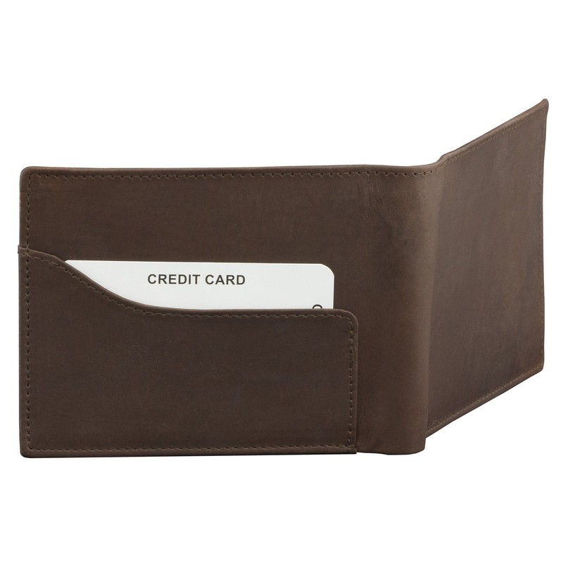 SMART RFID BLOCK - MENS HIGH QUALITY DISTRESSED HUNTER BROWN