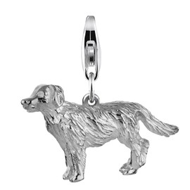 Nenalina Golden Retriever 713170-000 Carabiner Charm Pendant for Charm Bracelet 925 Sterling Silver, Sterling Silver, No Gemstone