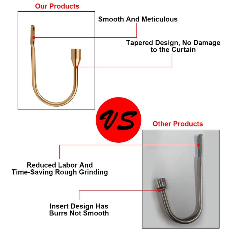 ALEENFOON Curtain Tieback Hooks U Style Metal Tie Backs for