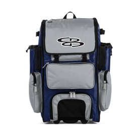 Boombah Rolling Superpack Baseball/Softball Gear Bag - 23-1/2" x 13-1/2" x 9-1/2" - BRSP2C23 Royal/Gray - Telescopic Handle - Holds 4 Bats - Wheeled Version