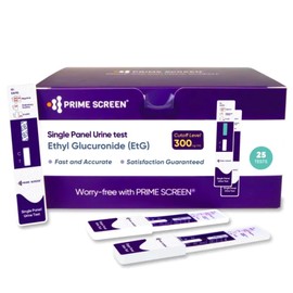 Prime Screen [25 Pack] EtG Alcohol Urine Test - at Home Rapid Testing Dip Card Kit - 80 Hour Low Cut-Off 300 ng/mL - WETG-114