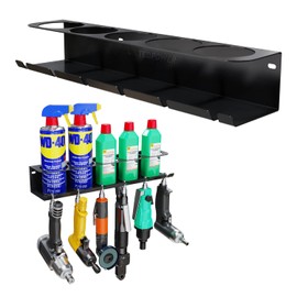 UNITEDPOWER Pneumatic Tool Holder/Aerosol Rack Combo, Wall Mounted Spray Can Bottle Holder, Air tool organizer, for Garage and Workspace, 5 Cans and 6 slots