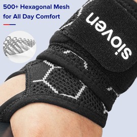 Sioven Wrist Support for Mild Carpal Tunnel, Tendonitis, Sprains - Wrist Brace Adjustable Compression Hand Support Right Hand or Left Hand, Wrist Supports Strap For Women Men (1 Pair, One Size)