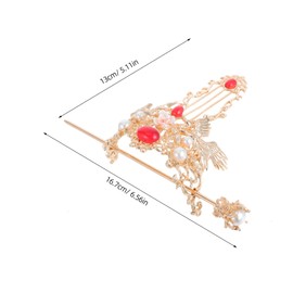 Healvian Vintage Chinese Hair Coronet with Crane Hair Stick Pin for Women Elegant Retro Hanfu Hairpin Crown Accessory for Unique Hairstyle and Gift