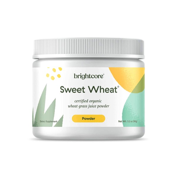 Brightcore Nutrition Sweet Wheat Wheatgrass Juice Powder, Easy-to-Mix Athletic Greens Powder for Digestive Health and Immune Boost, All-Natural Super Greens, 90 Grams