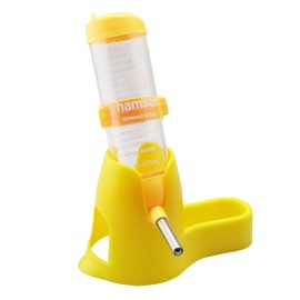 Litewoo 125ml 3 in 1 Hamster Water Bottle Food Container Base Hut for Drinking Feeding Rest Rats Guinea-Pigs Ferrets Rabbits Small Animals Hanging Water Feeding Bottles (Yellow)