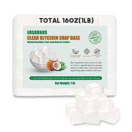 EDSRDRUS 1LB Unscented Glycerin Soap Base DIY Handmade Soap Moisturizing Melt and Pour Soap Base for Crafting, Vegetable Glycerin & Coconut Oil, Easy to Cut (Transparent, 1LB)