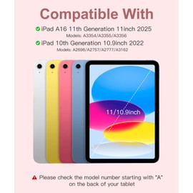 Hamile for iPad 11th 10th Generation Case with Keyboard - 7 Colors Backlit Wireless Detachable Folio Keyboard Cover with Pencil Holder for iPad 11-inch A16 2025 10th Gen 10.9 Inch 2022 (Light Pink)